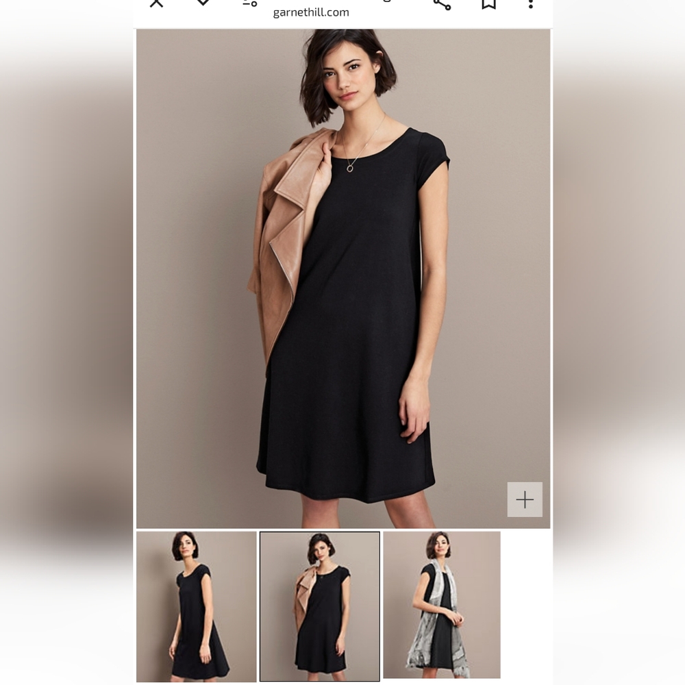 Eileen Fisher 36" dress ,ballet neck  size Sm. dark gray like new condition